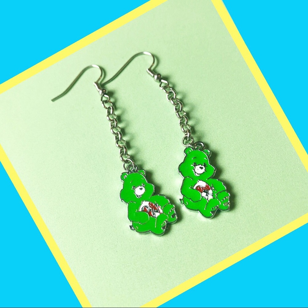 Green Care Bear Earrings